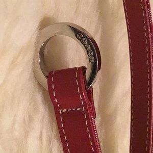 Coach Belt. Red leather ,signature canvas XS
